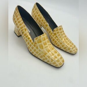 VTG Calico Croc Print Slip on Pump Heels Shoes Vintage Women’s 8.5